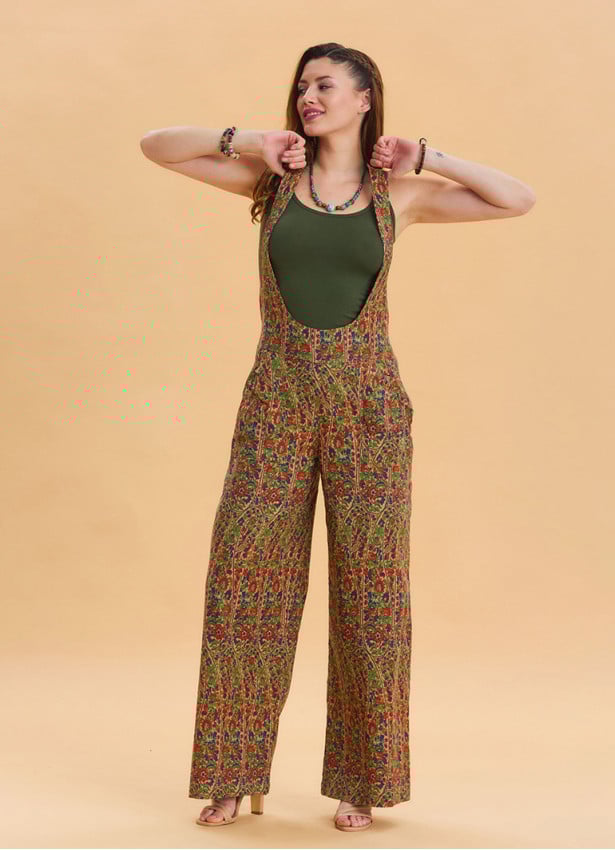 Womens Ethnic Jumpsuit with Zipper Detail and Pockets 4672